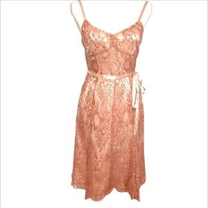 Elegant Lace Dress with Ribbon Tie vintage Ann Taylor petites